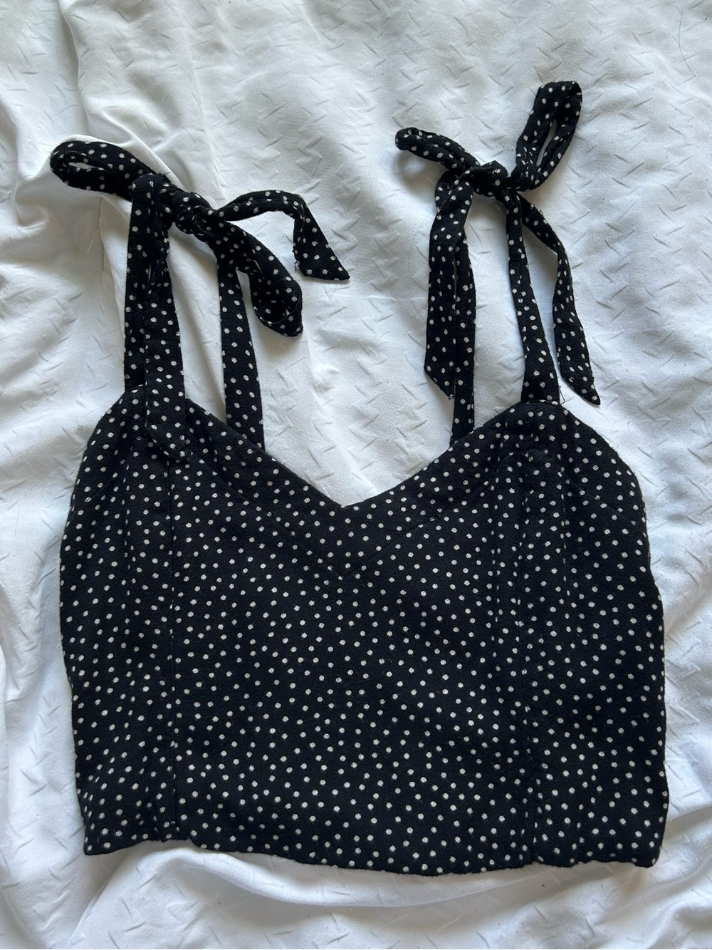 Abercrombie & Fitch Black with White Polka Dot Smocked Top